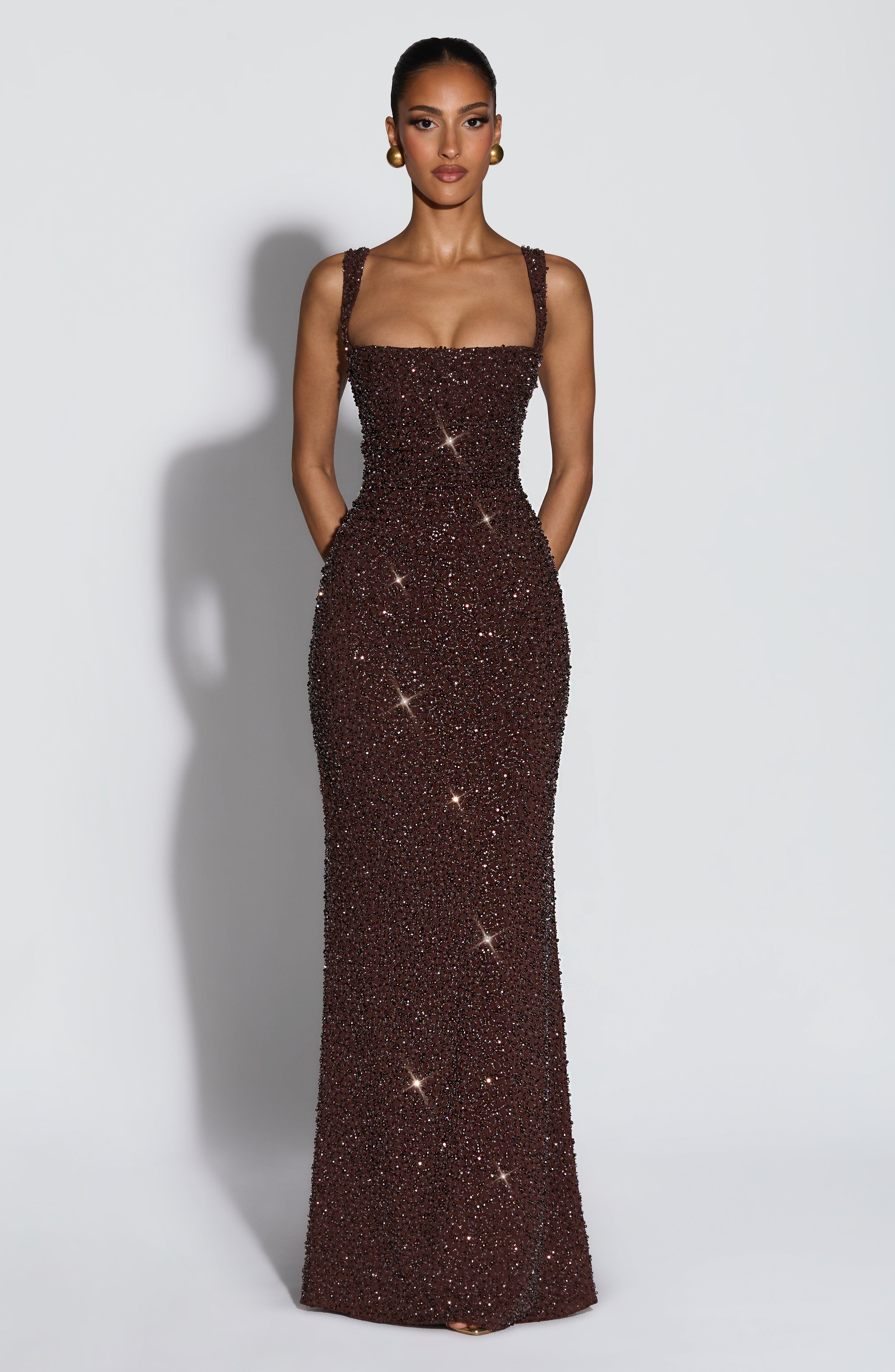 Vestido largo Céline – Cacao