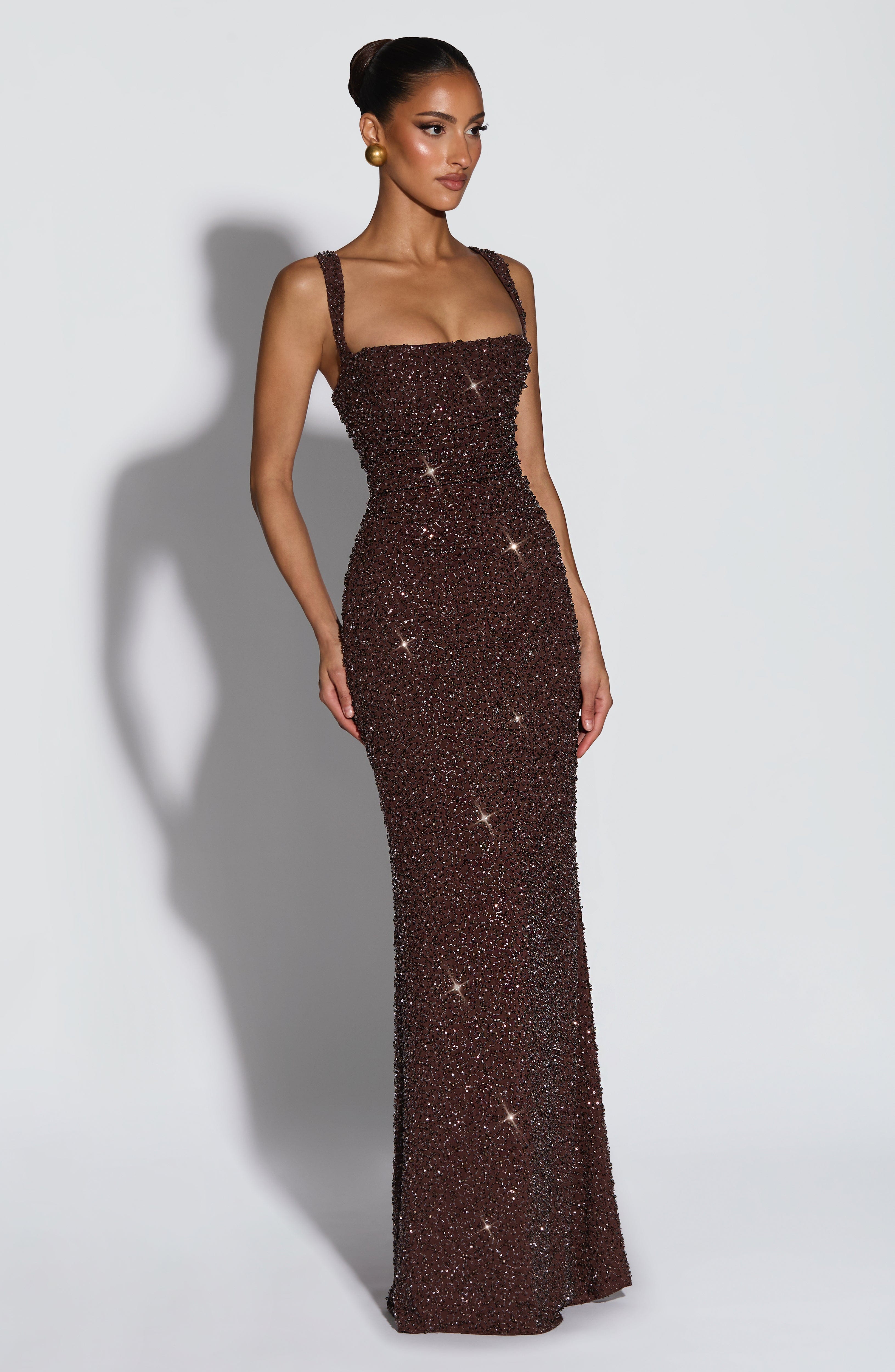 Vestido largo Céline – Cacao
