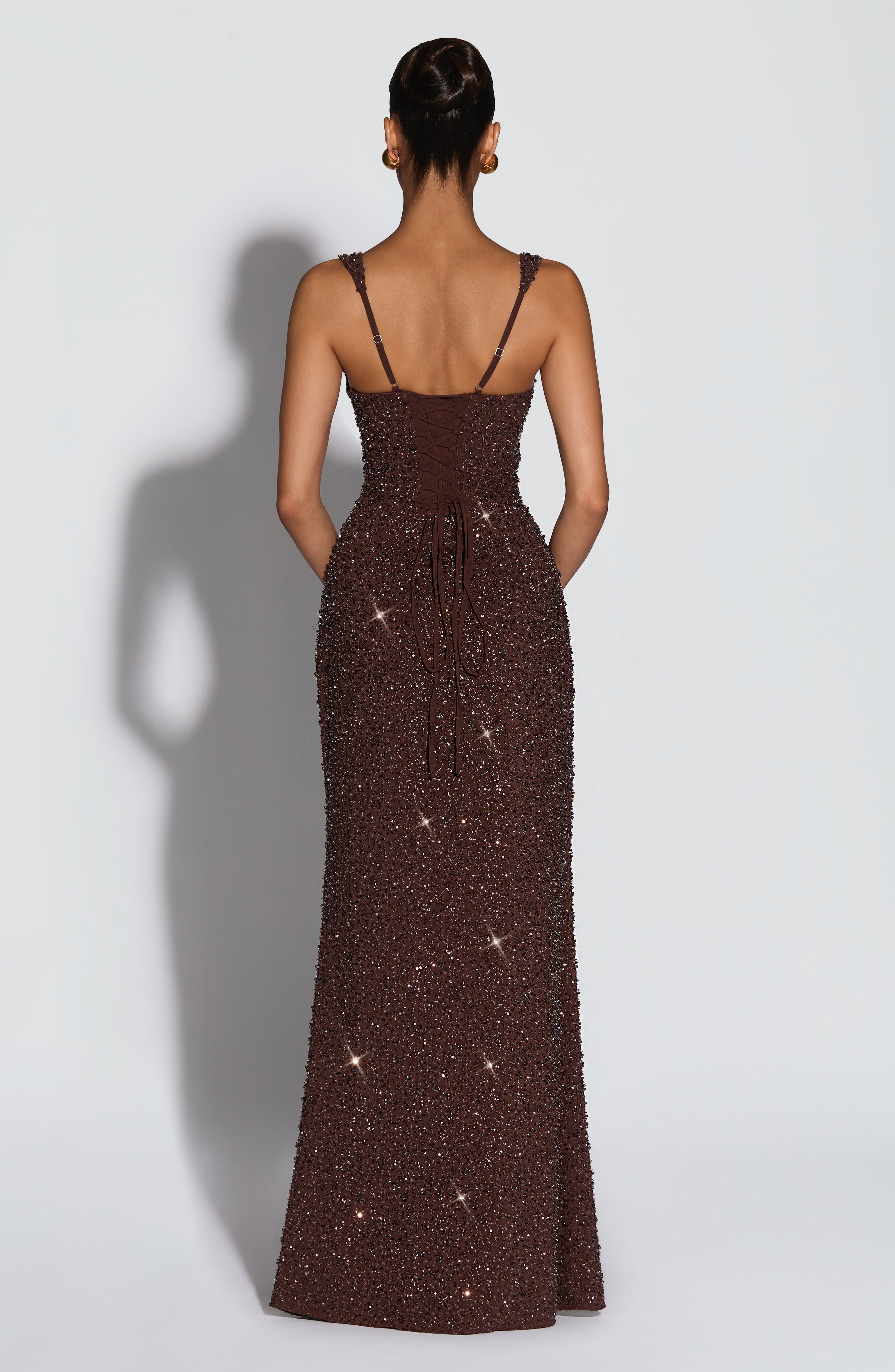 Vestido largo Céline – Cacao