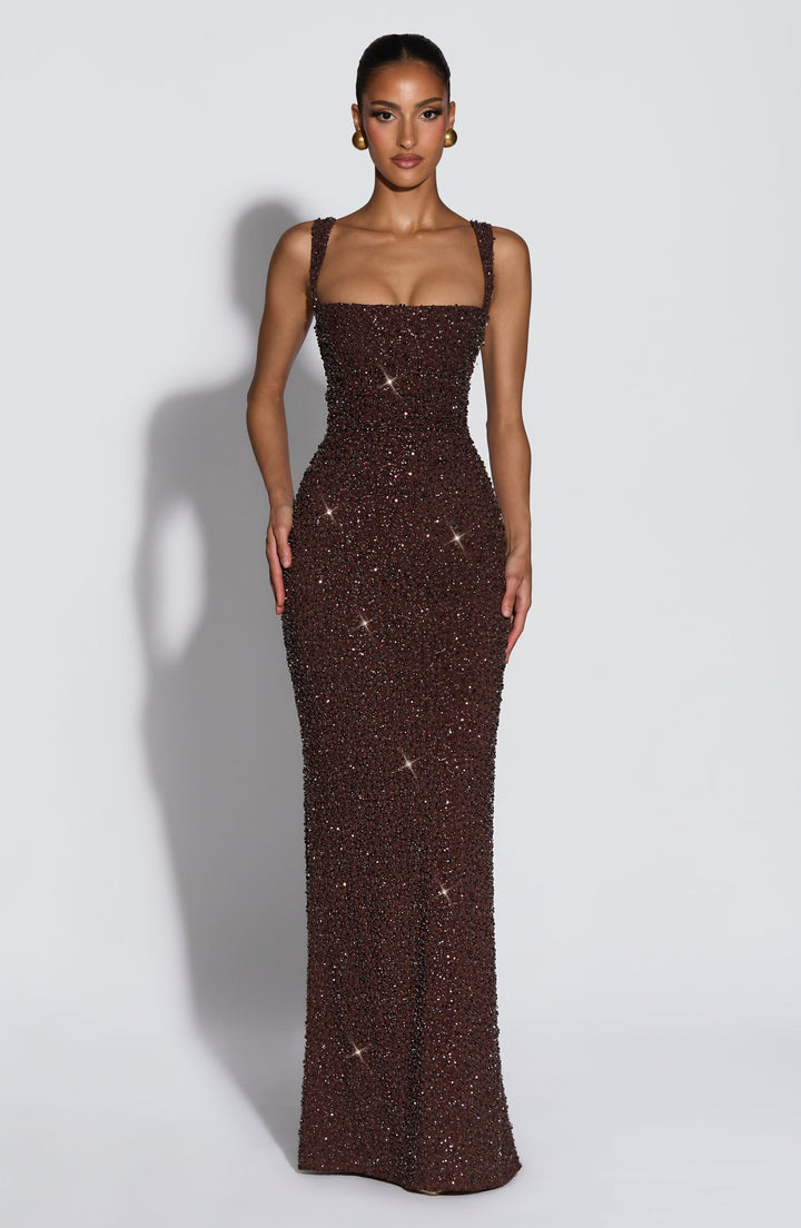 Vestido largo Céline – Cacao