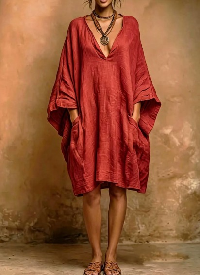 Fiorella | Vestido suave de lino y algodón de estilo natural