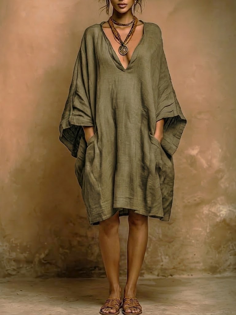 Fiorella | Vestido suave de lino y algodón de estilo natural