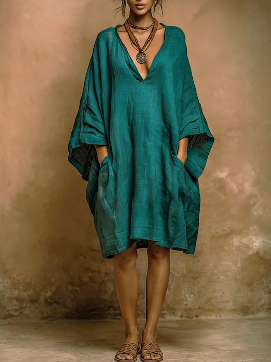 Fiorella | Vestido suave de lino y algodón de estilo natural