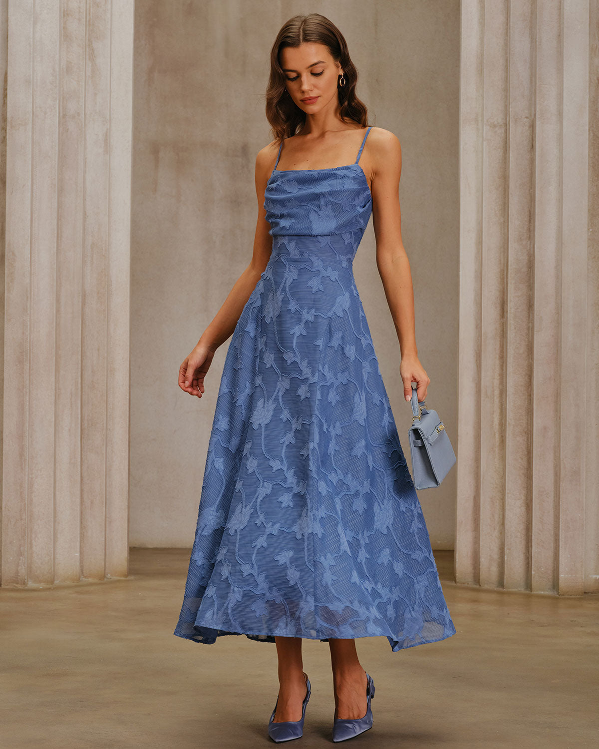 Vestido midi Isabela – Cielo